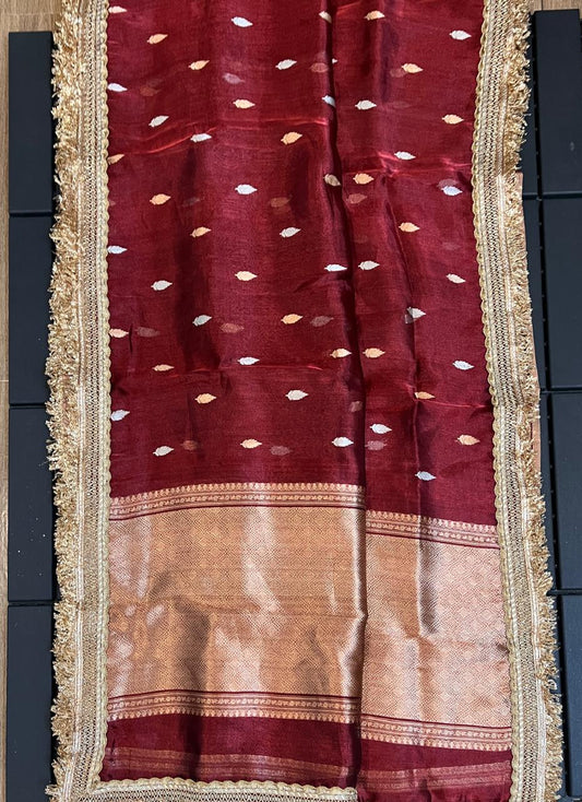 Pure Tissue Silk Saree With  Heavy Lace