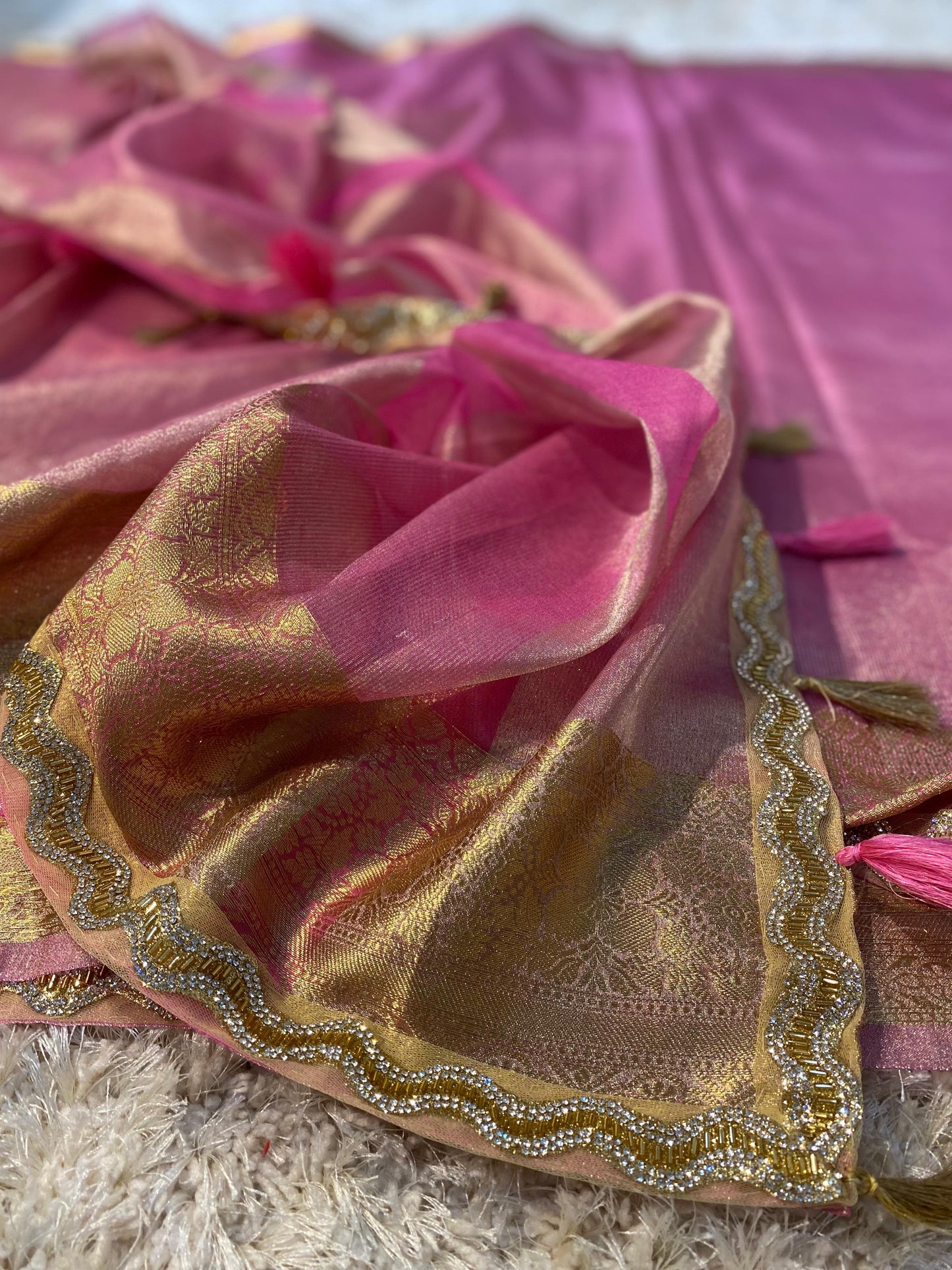 Banarasi tissue soft silk saree  with lace work