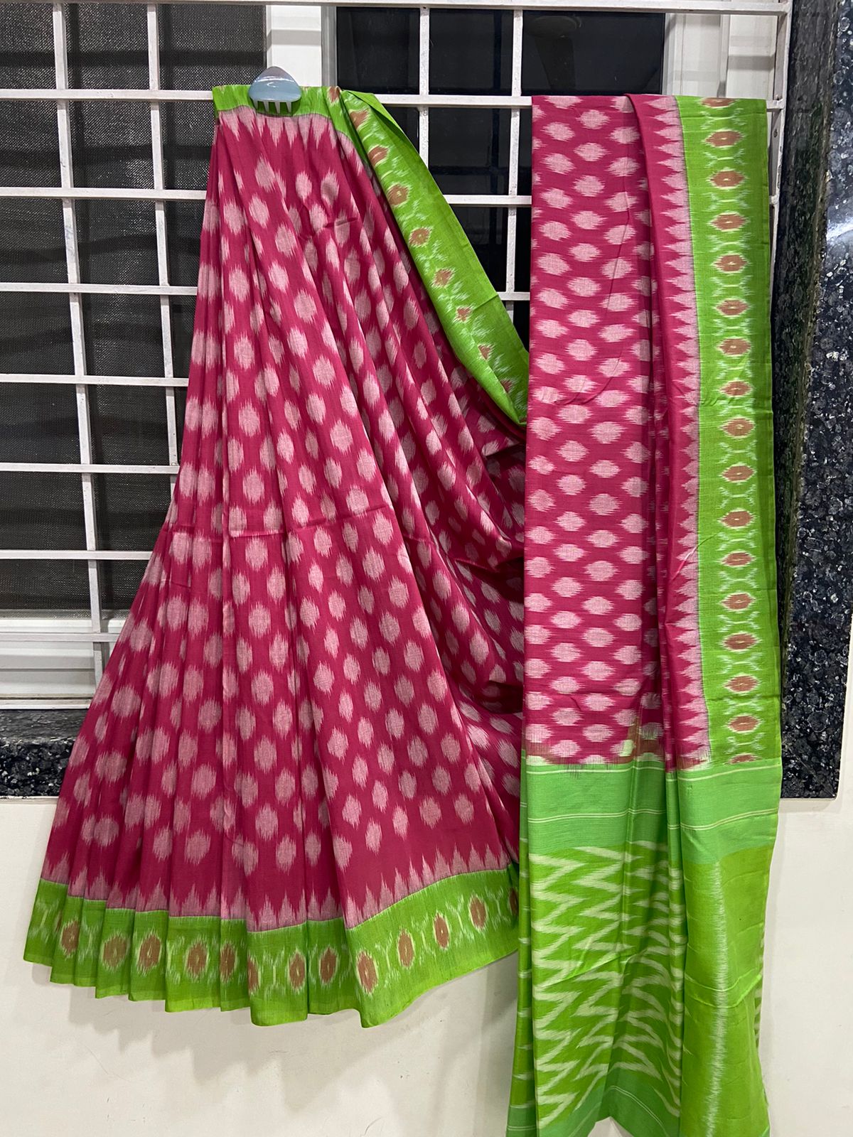 Pure  Double Ikkat Pochampally Cotton   Saree