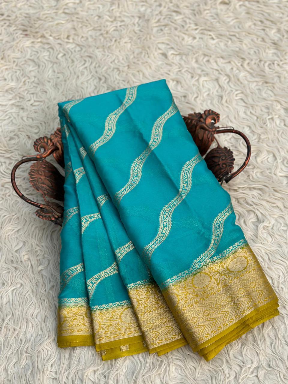 Banarasi Chinon Georgette Silk Saree With Zari Work