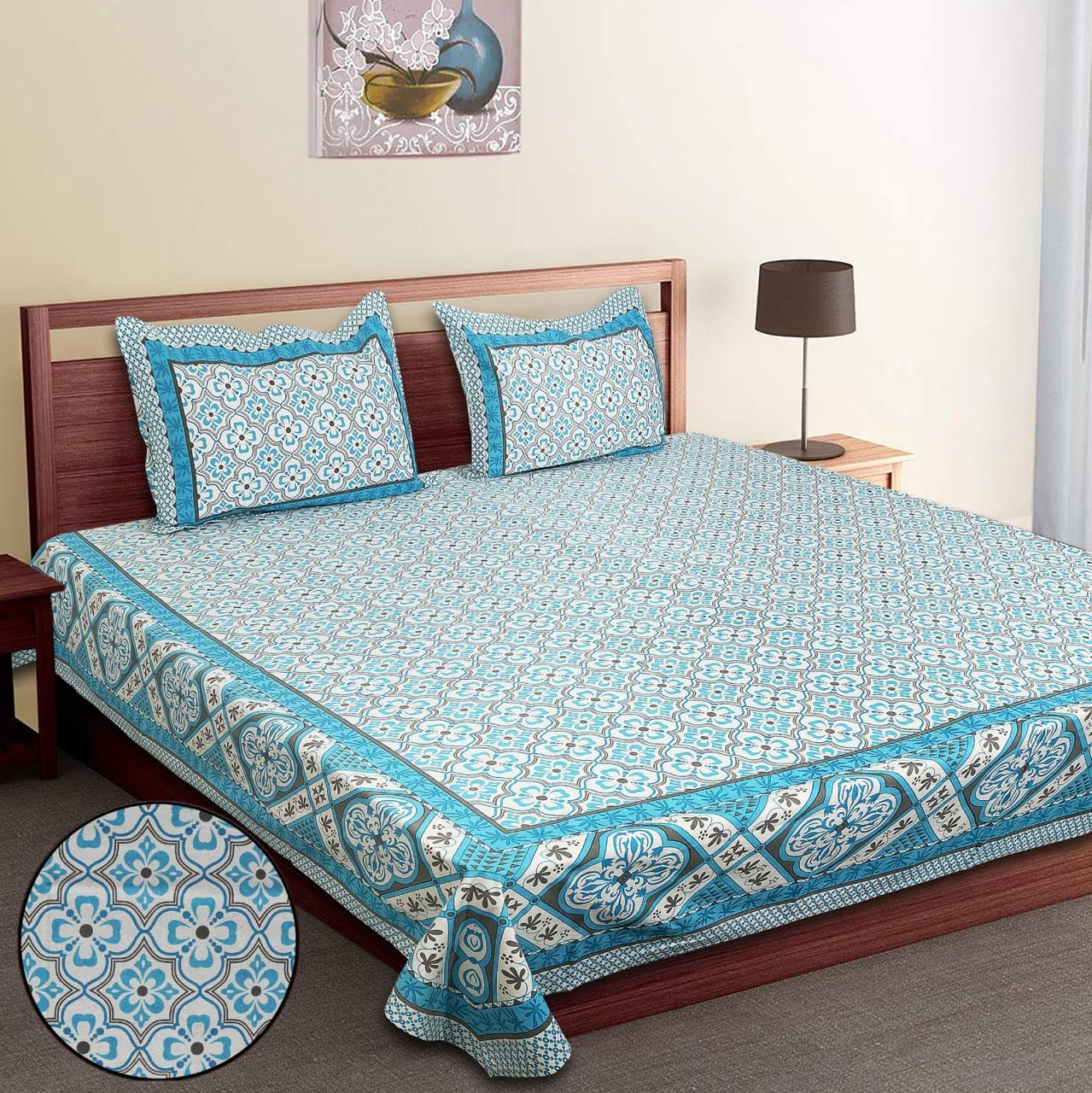 Pure Cotton Jumbo Size Double Bedsheet. ( 108X 108) with pillow covers