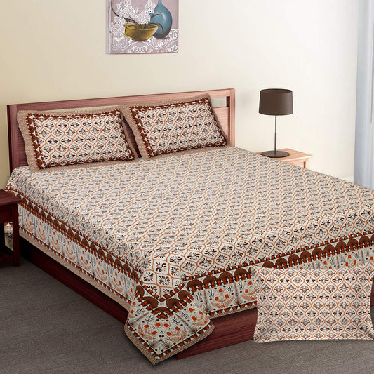 Pure Cotton Jumbo Size Double Bedsheet. ( 108X 108) with pillow covers