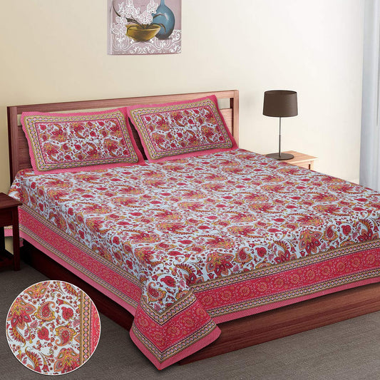 Pure Cotton Jumbo Size Double Bedsheet. ( 108X 108) with pillow covers