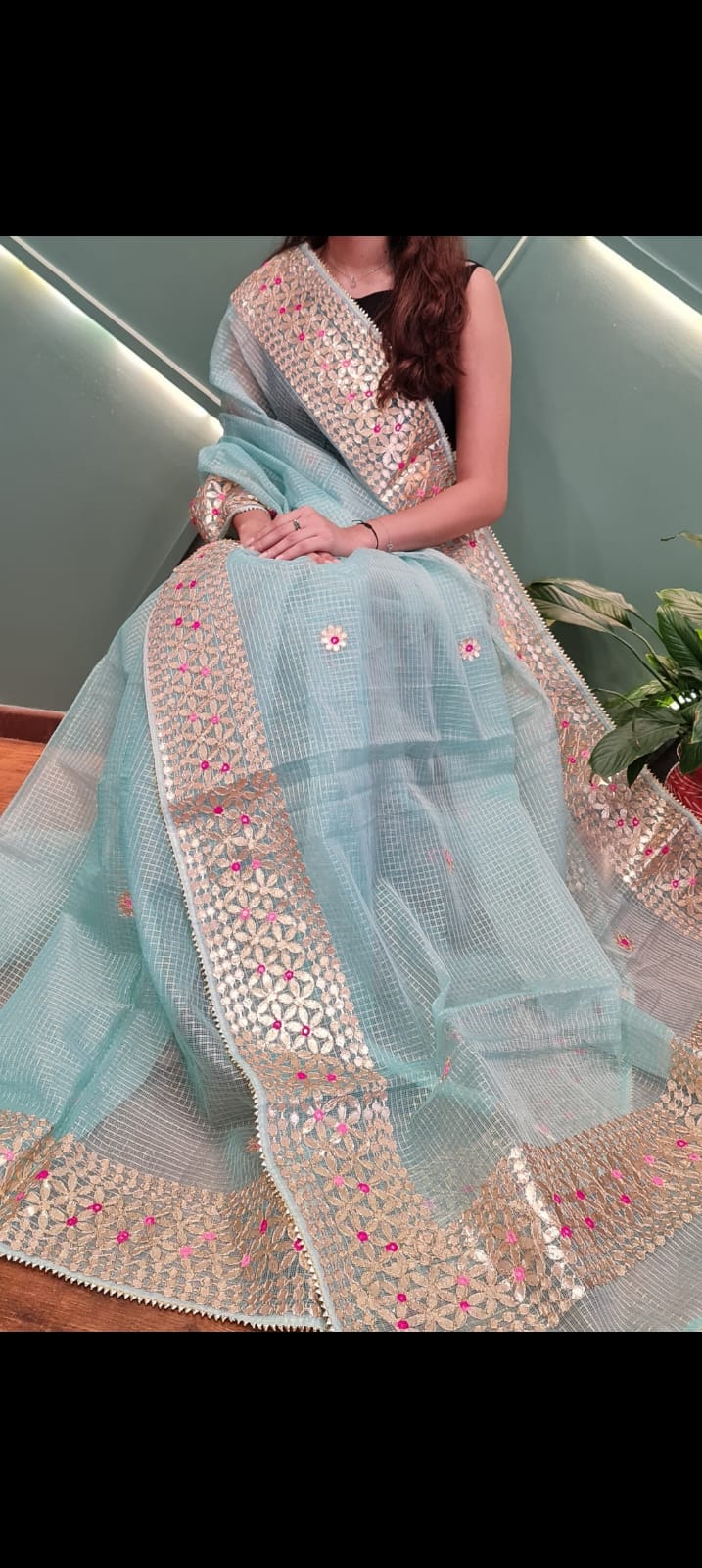 Pure Kota Cotton Gota Patti Work  Saree