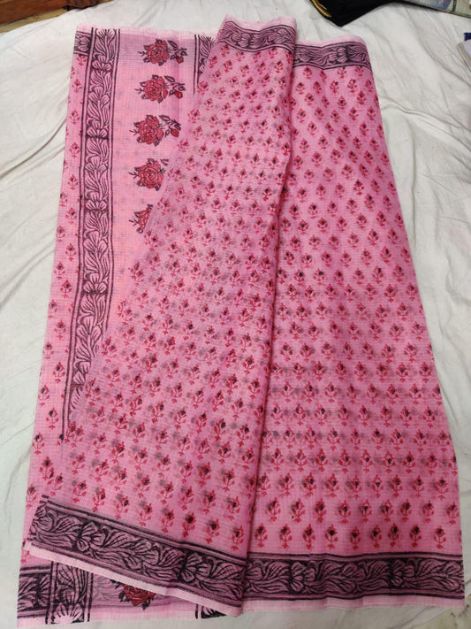 Beautiful Kota Cotton 3D Block Print Work Saree