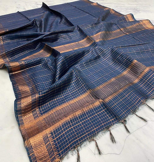 Pure Cotton Silk Mangalagiri Saree With Running Blouse .