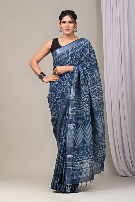 Traditional Hand-block Print Chanderi Silk Saree