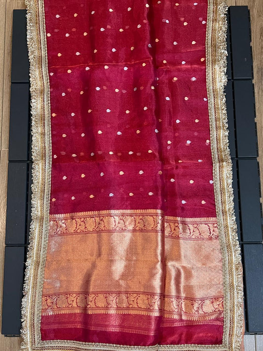 Pure Tissue Silk Saree With  Heavy Lace