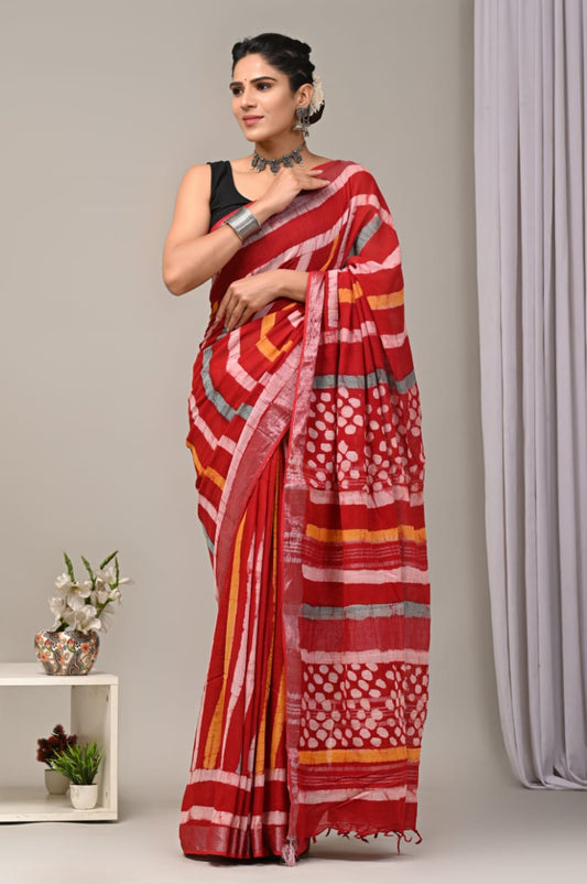 Traditional Hand-block Print Chanderi Silk Saree