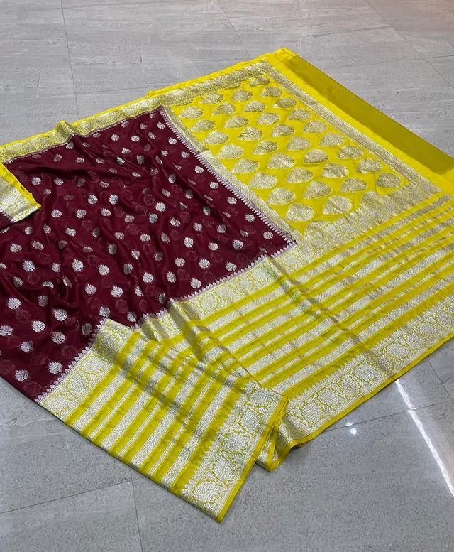 Banarasi Handloom  Khaddi   Semi Georgette Saree with Zari Work