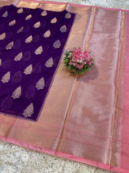 Banarasi Semi Khaddi Katan Georgette Soft Silk Saree