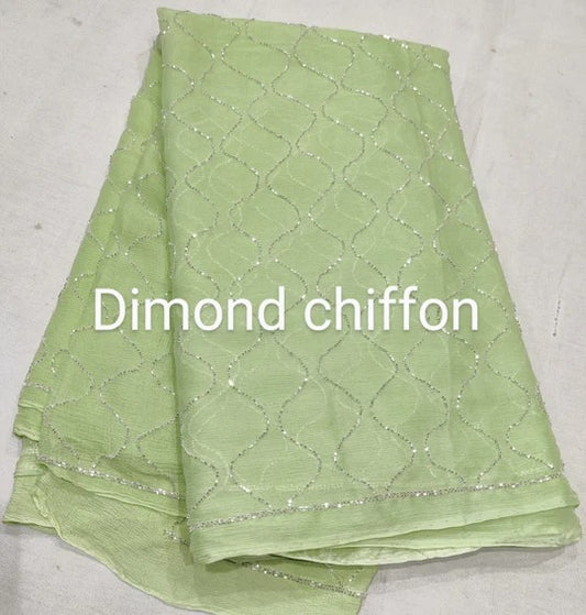 Pure Diamond Chiffon Saree With  Blouse