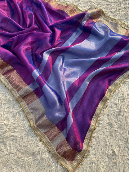 Banarasi Tissue Silk  Heavy Lace Saree With Blouse