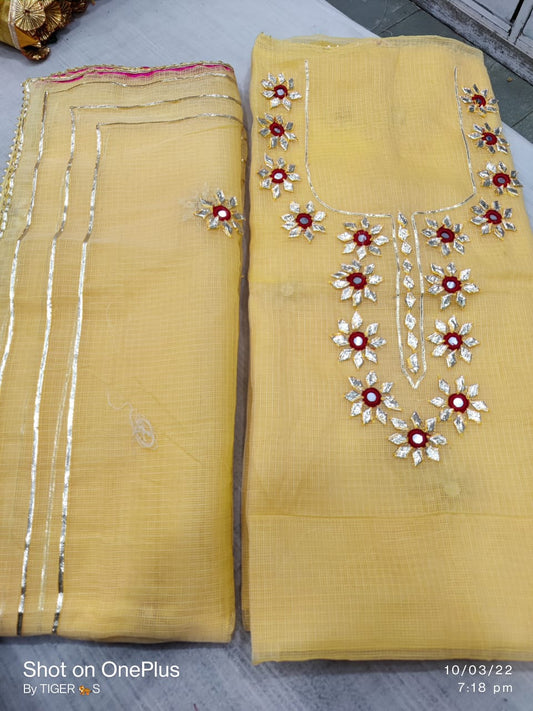 Beautiful Gota Patti Work Kota doria Unstitched Suit