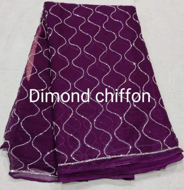 Pure Diamond Chiffon Saree With  Blouse