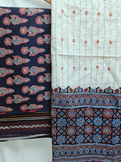 Ajrakh print cotton top With ajrakh mirror work  dupatta