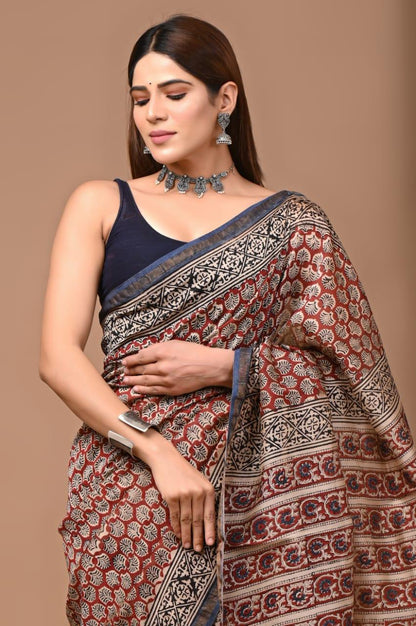 Traditional Hand-block Print Chanderi Silk Saree