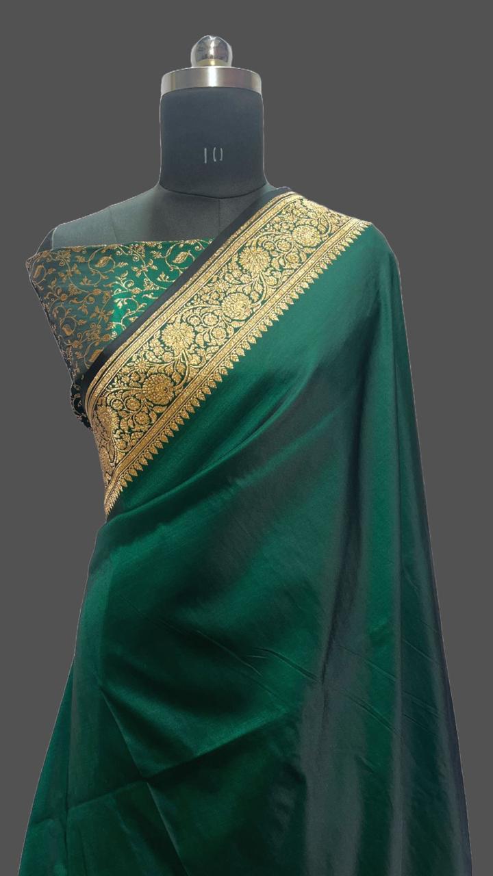 Designer Banarasi Satan Katan Saree With Blouse