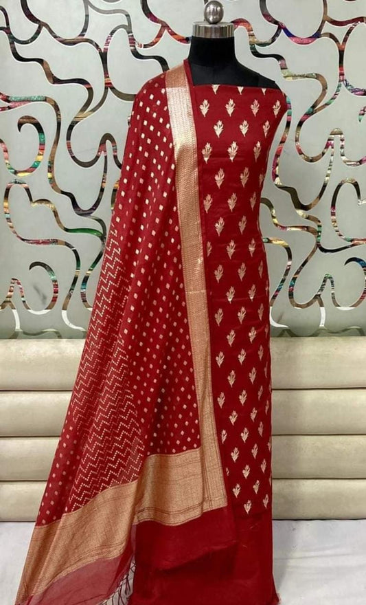 Exclusive Banarasi  Lorex Unstitched Suit With Dupatta