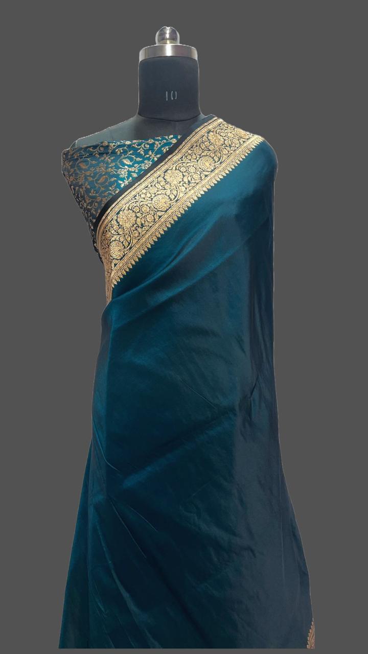 Designer Banarasi Satan Katan Saree With Blouse