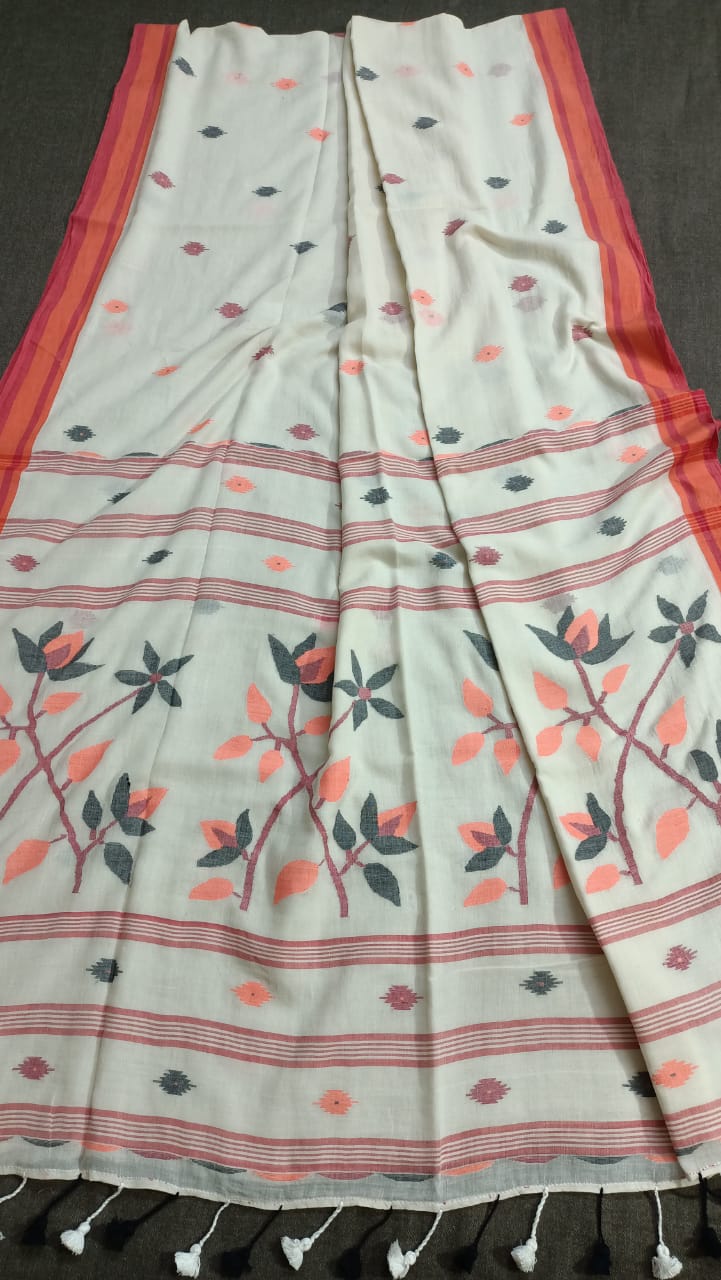 Pure Cotton needle work jamdani Saree