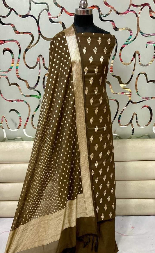 Exclusive Banarasi  Lorex Unstitched Suit With Dupatta