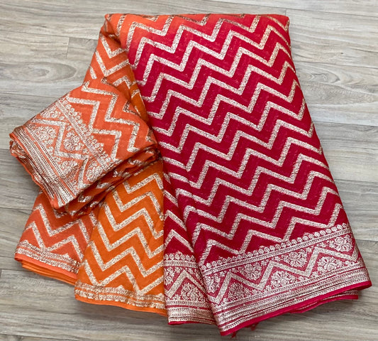 Georgette Zig Zag Pattern Saree