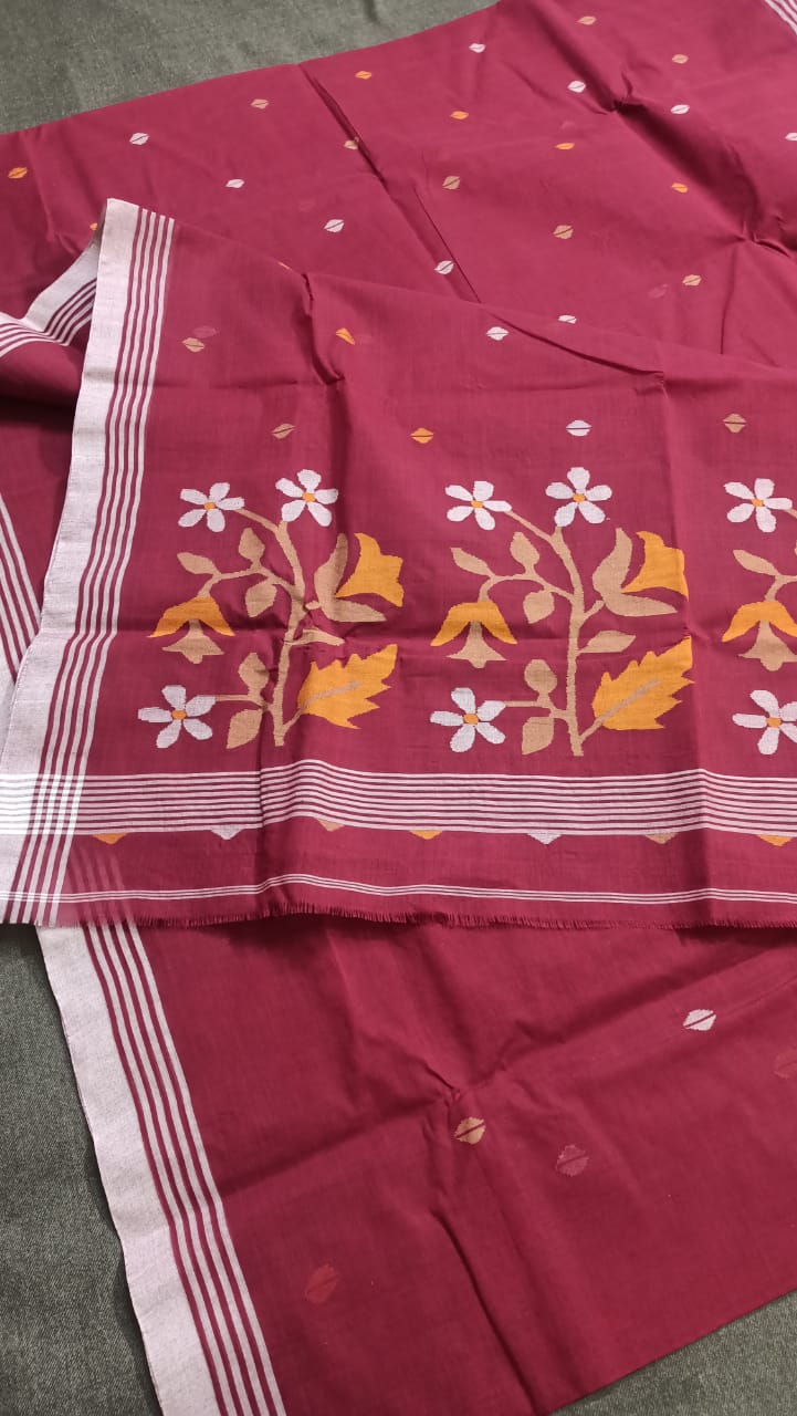 Pure Cotton needle work jamdani Saree