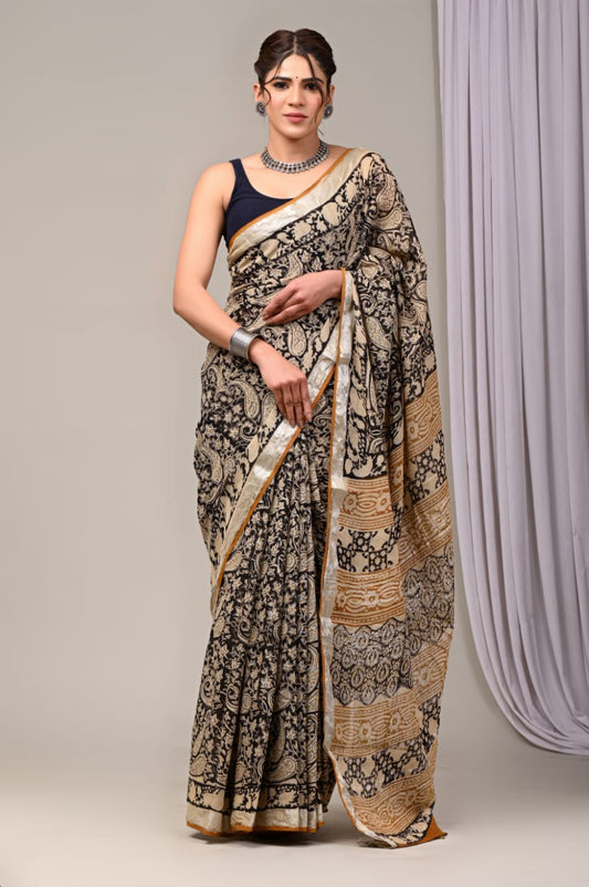 Traditional Hand-block Print Chanderi Silk Saree