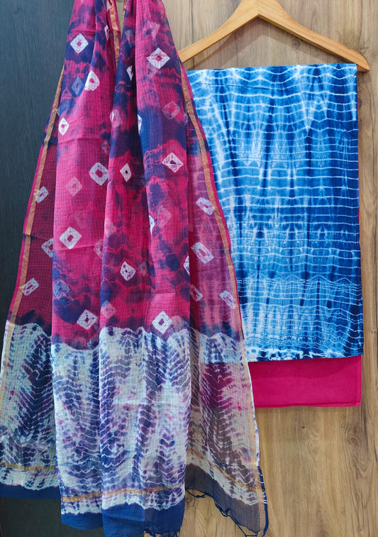 Pure Cotton Hand Block Print Suit With Kota Doriya Dupatta