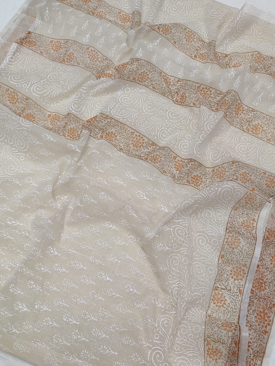 Beautiful Kota cotton hand  block printed saree