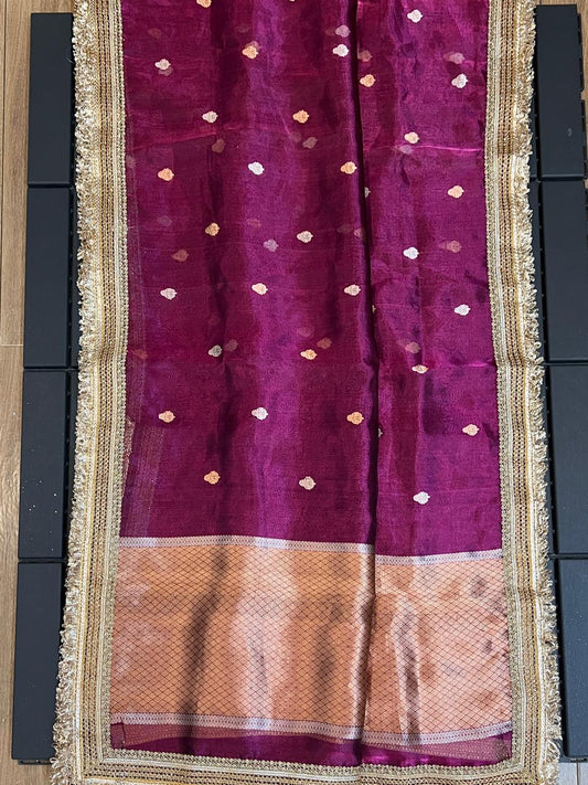 Pure Tissue Silk Saree With  Heavy Lace