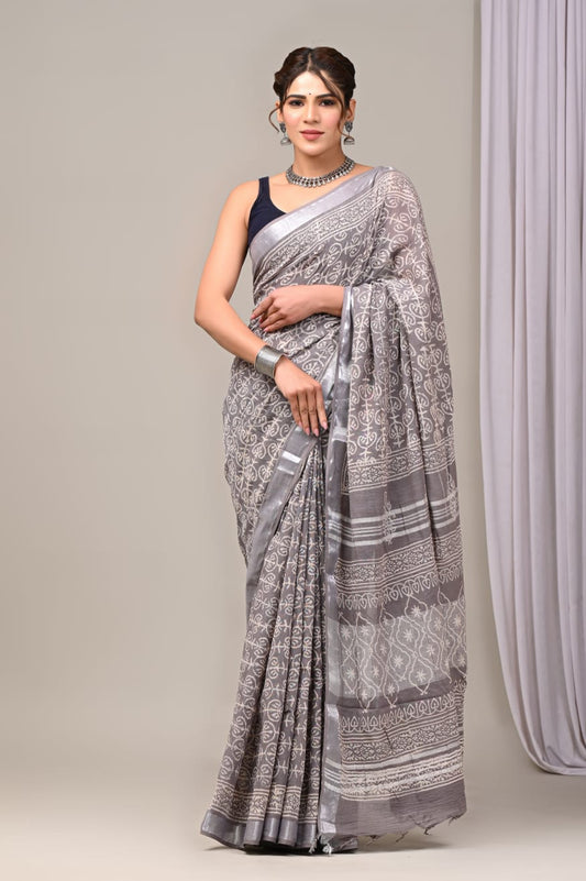 Traditional Hand-block Print Chanderi Silk Saree