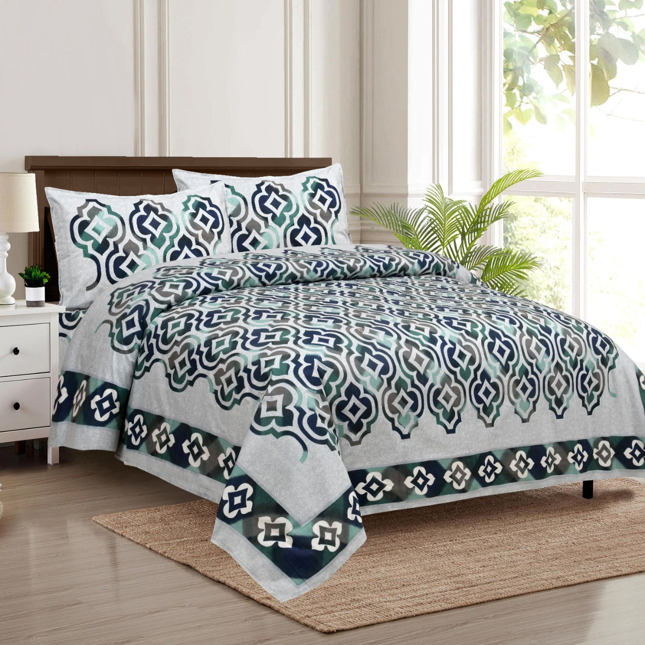 Pure Cotton Jumbo Size Double Bedsheet. ( 108X 108) with pillow covers