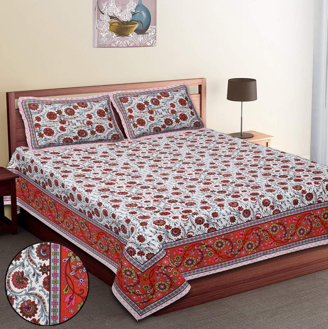 Pure Cotton Jumbo Size Double Bedsheet. ( 108X 108) with pillow covers