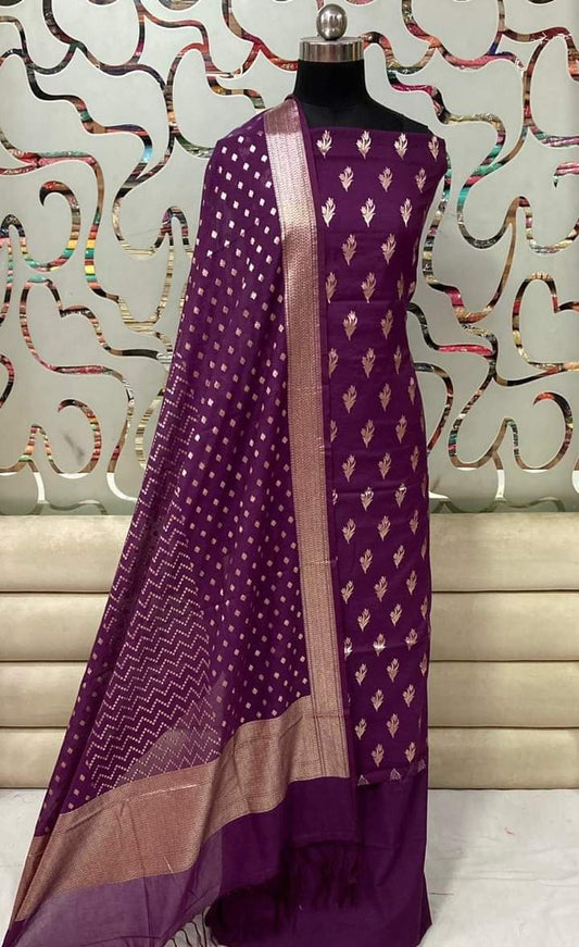 Exclusive Banarasi  Lorex Unstitched Suit With Dupatta