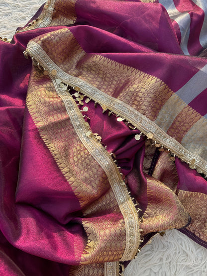 Banarasi Tissue Silk  Heavy Lace Saree With Blouse