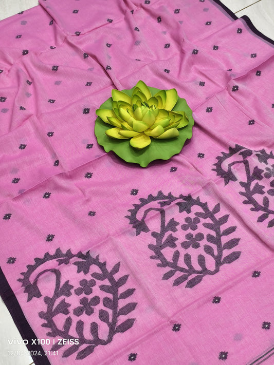 Pure Cotton needle work jamdani Saree without Blouse