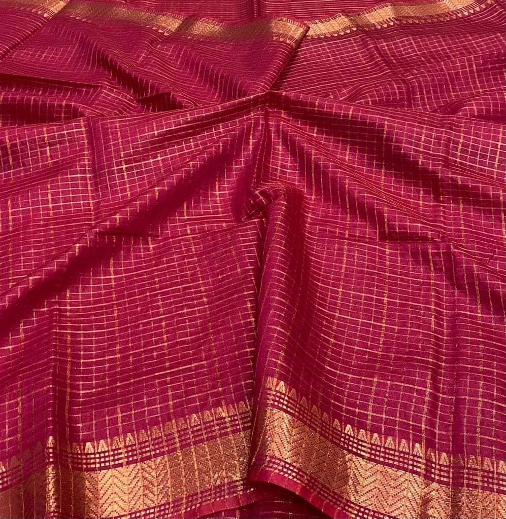 Pure Cotton Silk Mangalagiri Saree With Running Blouse .