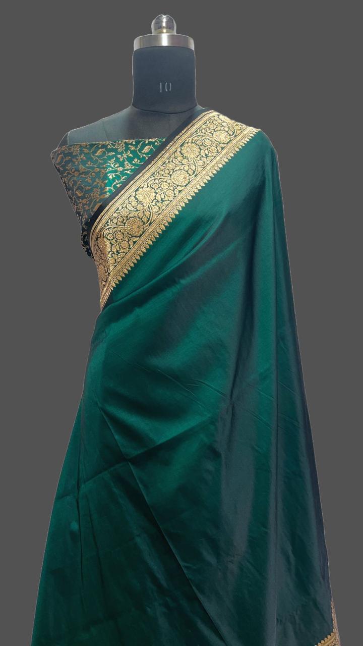 Designer Banarasi Satan Katan Saree With Blouse