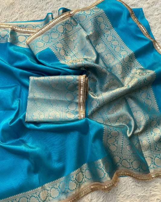 Banarasi Tissue Silk Saree With lace work border