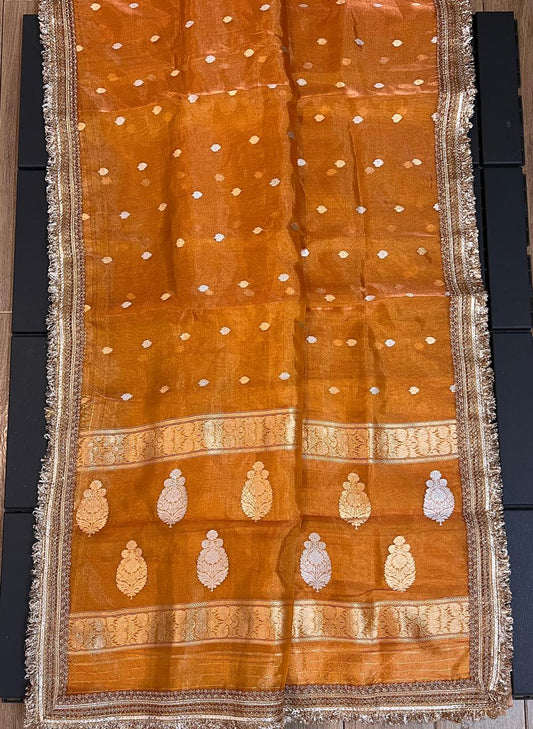 Pure Tissue Silk Saree With  Heavy Lace