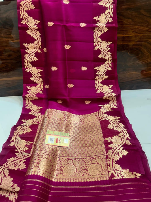 Banarasi Semi  Kora Organza Dybel  Saree