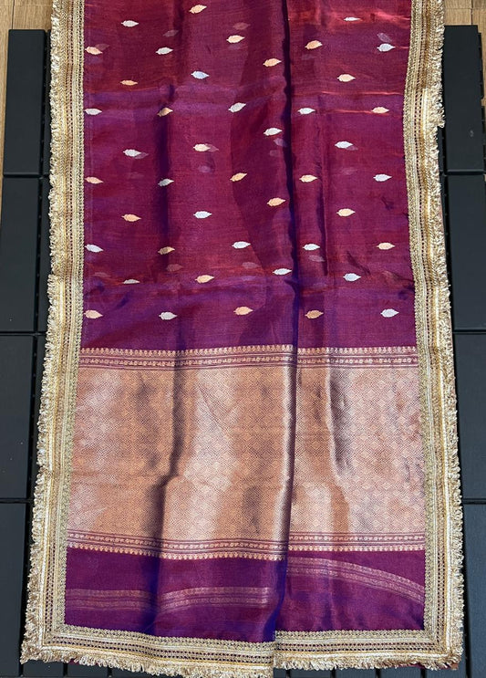 Pure Tissue Silk Saree With  Heavy Lace