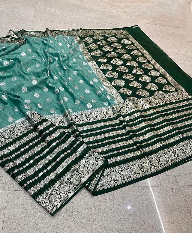 Banarasi Handloom  Khaddi   Semi Georgette Saree with Zari Work