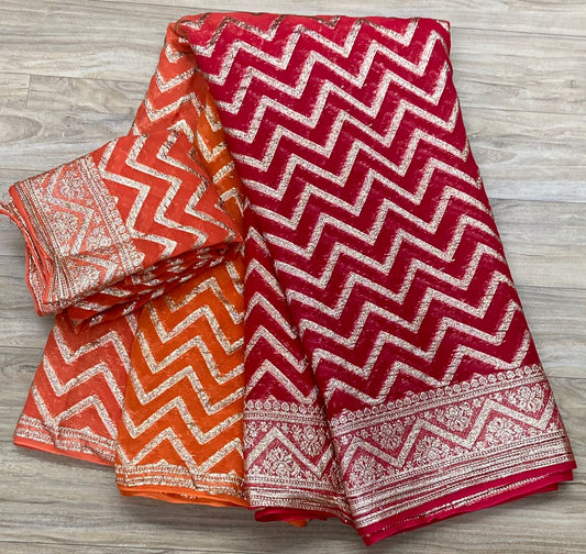 Georgette Zig Zag Pattern Saree