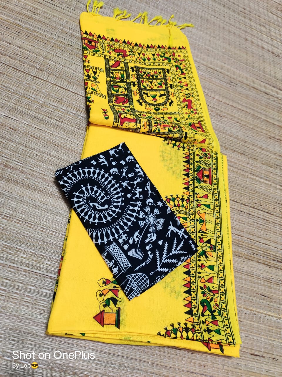 Pure Khaddi  Cotton With Madhubani Print Saree