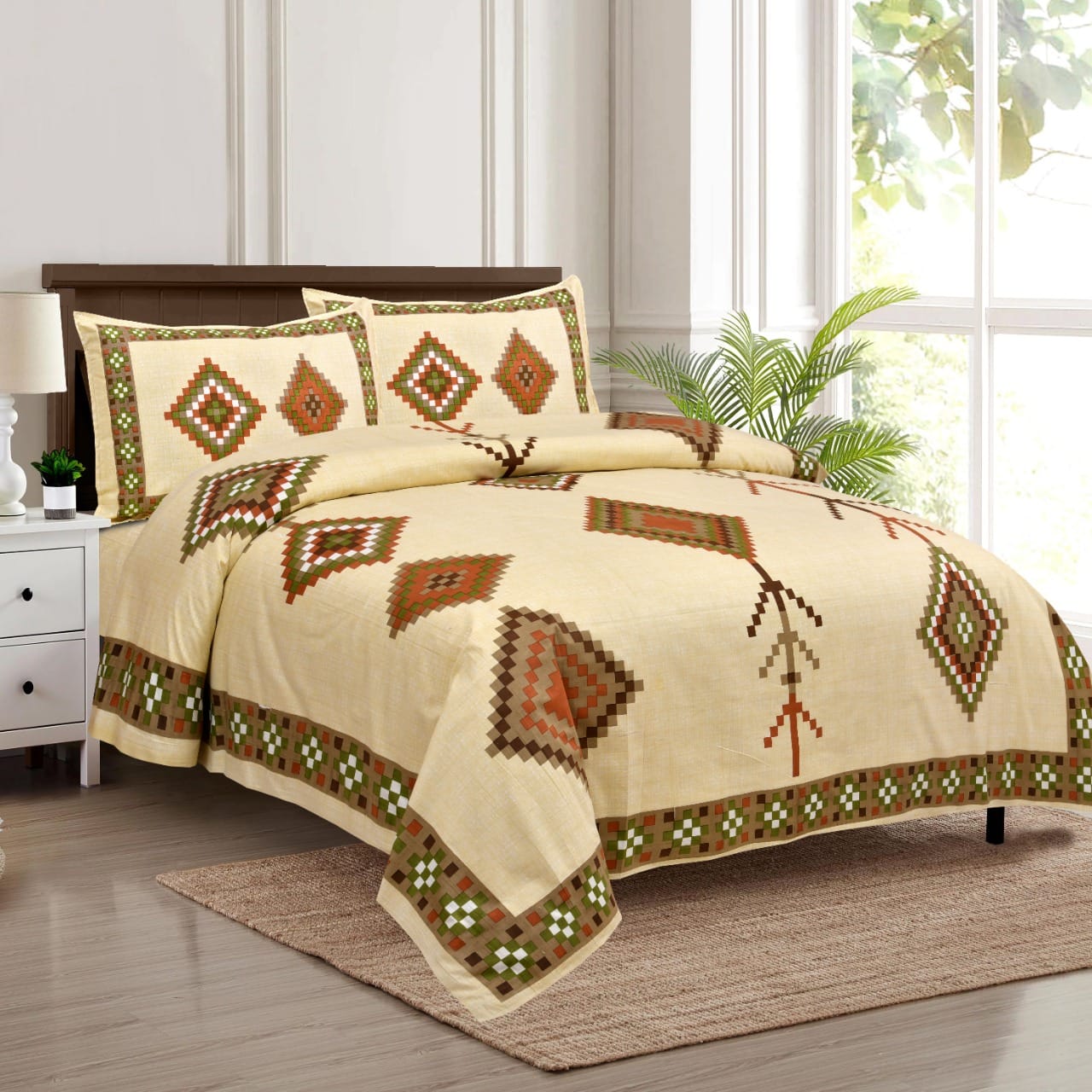 Pure Cotton Jumbo Size Double Bedsheet. ( 108X 108) with pillow covers