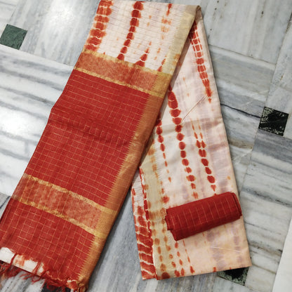 Pure Cotton Silk Mangalagiri  Saree With  Blouse .