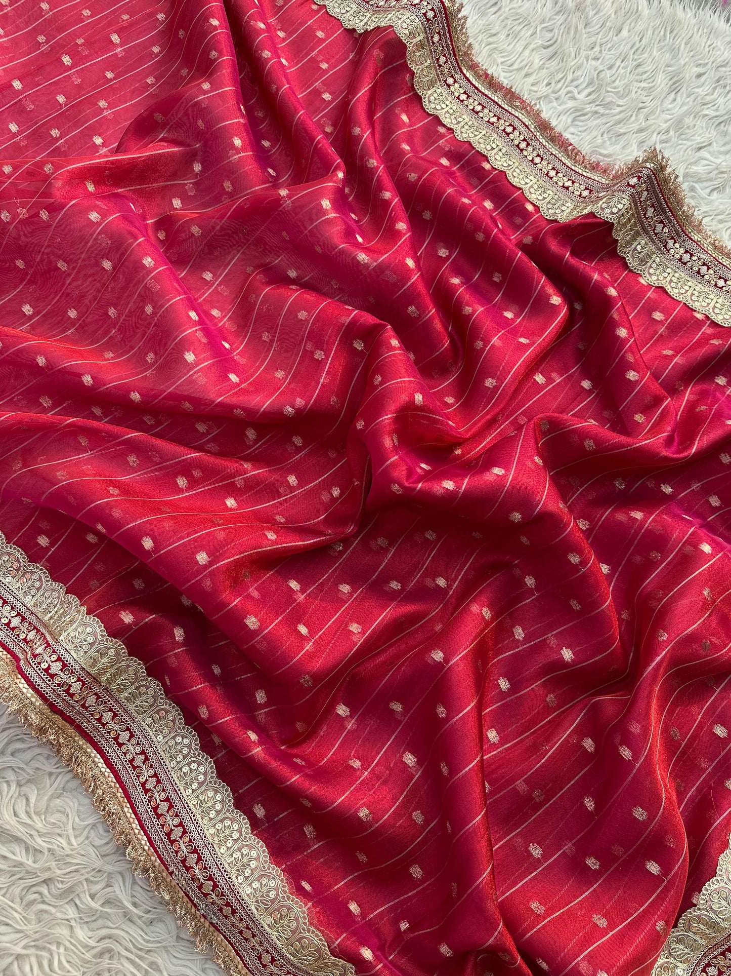 Banarasi Tissue Silk  Heavy Lace Saree With Blouse